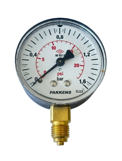 PAKKENS Bottom Connection Dry Type Manometer Ø63 mm 1.6 Bar 1/4