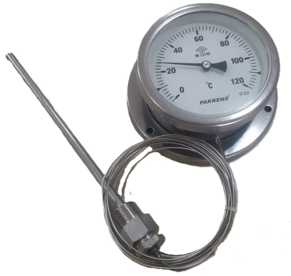PAKKENS Alt Bağlantılı Gaz Dolgulu Termometre Ø100mm 120°C