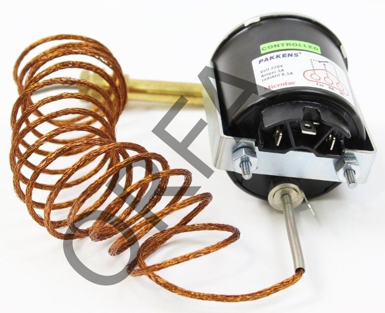 Pakkens Gazlı Kontaklı Termometre NC/NO Ø60mm 0-300°C 2Mt CL 2,0