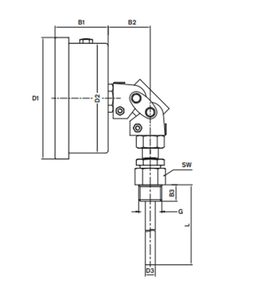 Pakkens Konum Ayarlı Termometre Ø100mm 200°C 10cm CL 2,0