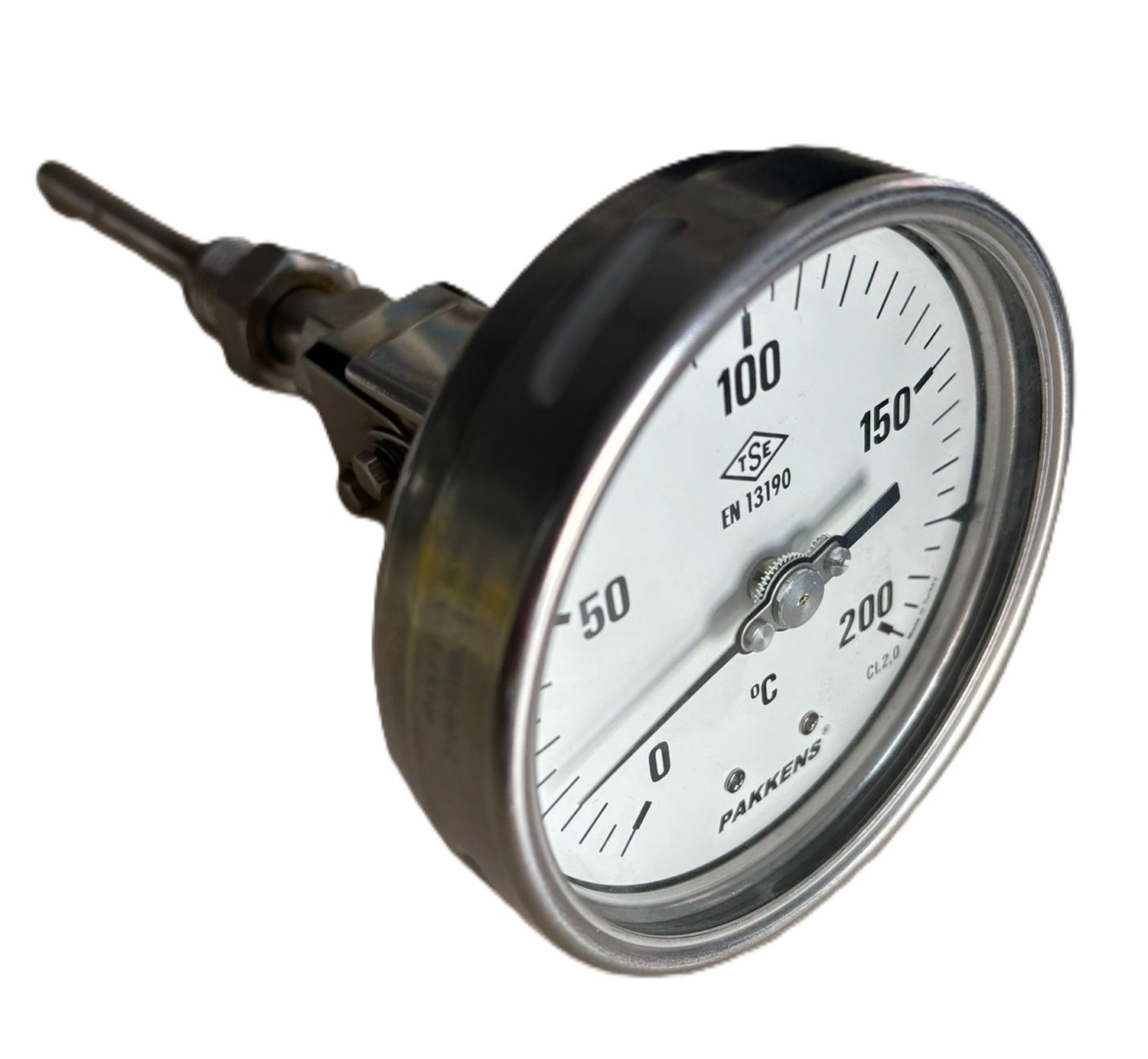 Pakkens Konum Ayarlı Termometre Ø100mm 200°C 10cm CL 2,0