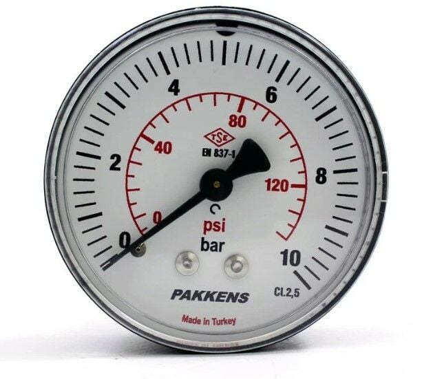 Pakkens Arka Bağlantılı Pano Tipi Manometre Ø40 mm 10 Bar 1/8''