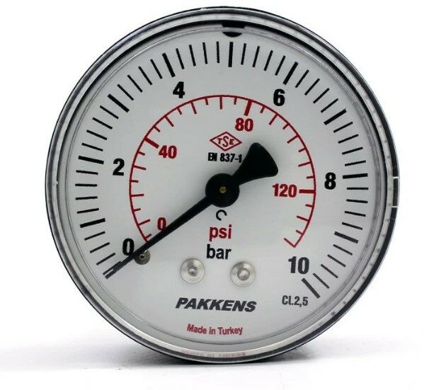 PAKKENS Arka Bağlantılı Pano Tipi Manometre Ø40 mm 10 Bar