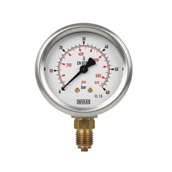 Wika 111.10.063 Bottom Connection Manometer Ø63 mm 60 Bar 1/4