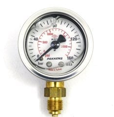 PAKKENS Alt Bağlantılı Gliserinli Manometre Ø63 mm 0-160 Bar 1/4''