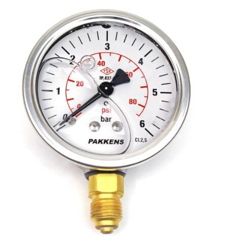 Pakkens Alt Bağlantılı Gliserinli Manometre R 1/4'' 6 Bar 50 mm