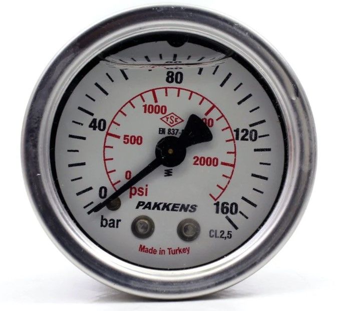 PAKKENS Arka Bağlantılı Gliserinli Manometre Ø63 mm 160 Bar 1/4''