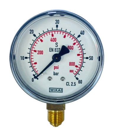 WIKA 111.10.063 Alt Bağlantılı Manometre Ø63mm 60 Bar CL 2,5