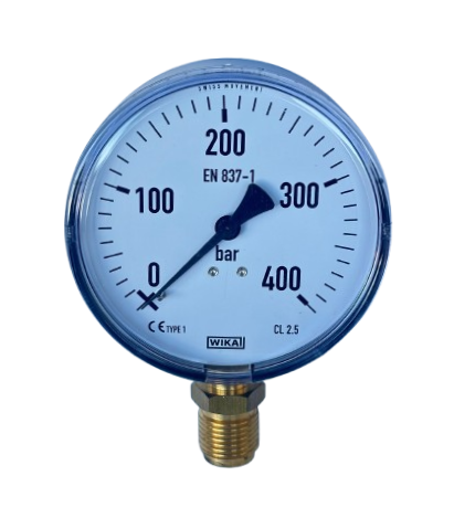 WIKA 111.10.100 Долно свързване Манометър Ø100mm 400 Bar CL 2,5