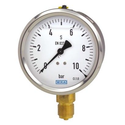 WIKA 213.53.063 Alt Bağlantılı Gliserinli Manometre Ø63mm 1 Bar