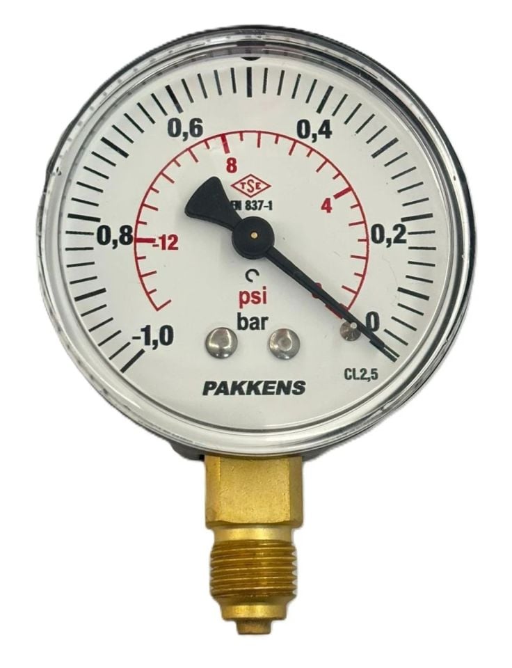 Pakkens Alt Bağlantılı Manovakummetre Ø100 mm -1/0 Bar 1/2''