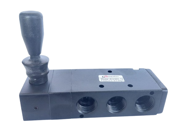 MAXTOR 4H430C15 Pneumatic Valve, Lever Operated Closed Center 1/2'' 5/3