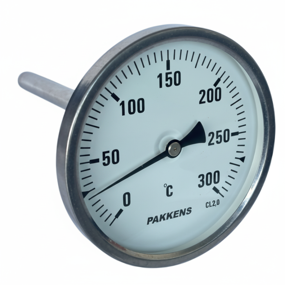 PAKKENS Bimetal Thermometer 63mm 300°C 50cm 1/2