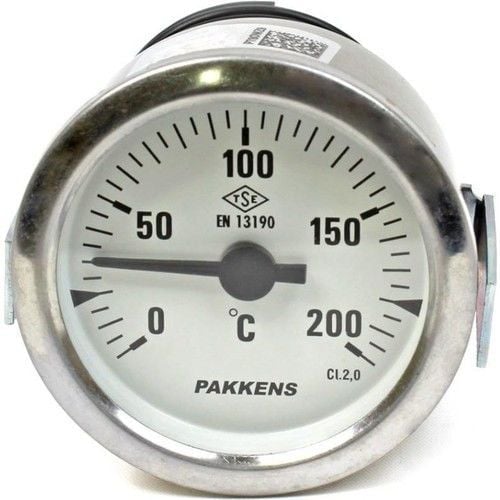 PAKKENS Gazlı Kontaklı Termometre Ø60mm 200°C 1 Mt CL 2,0