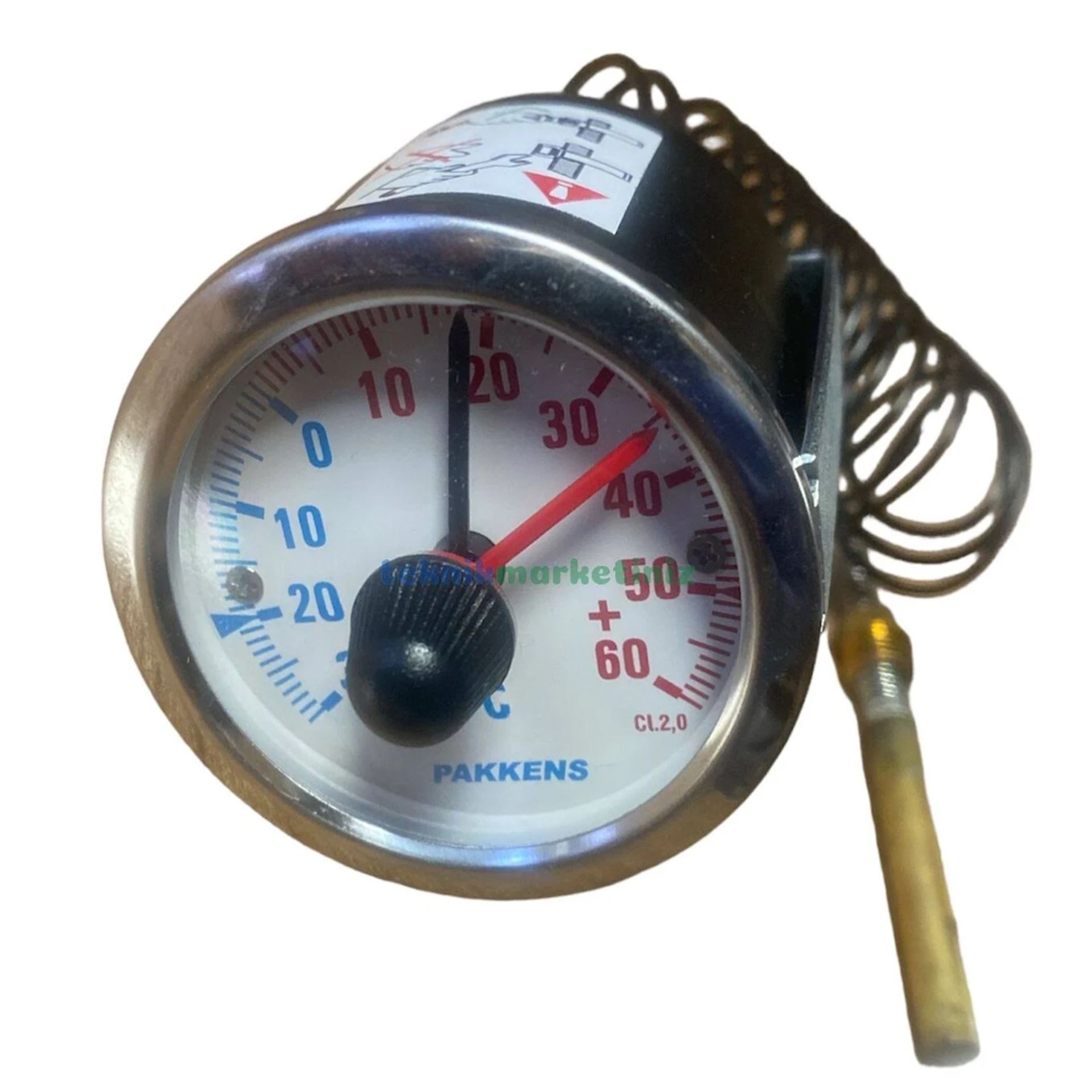 Pakkens Gazlı Kontaklı Termometre NC/NO Ø60mm -30/+60°C 2Mt CL 2,0