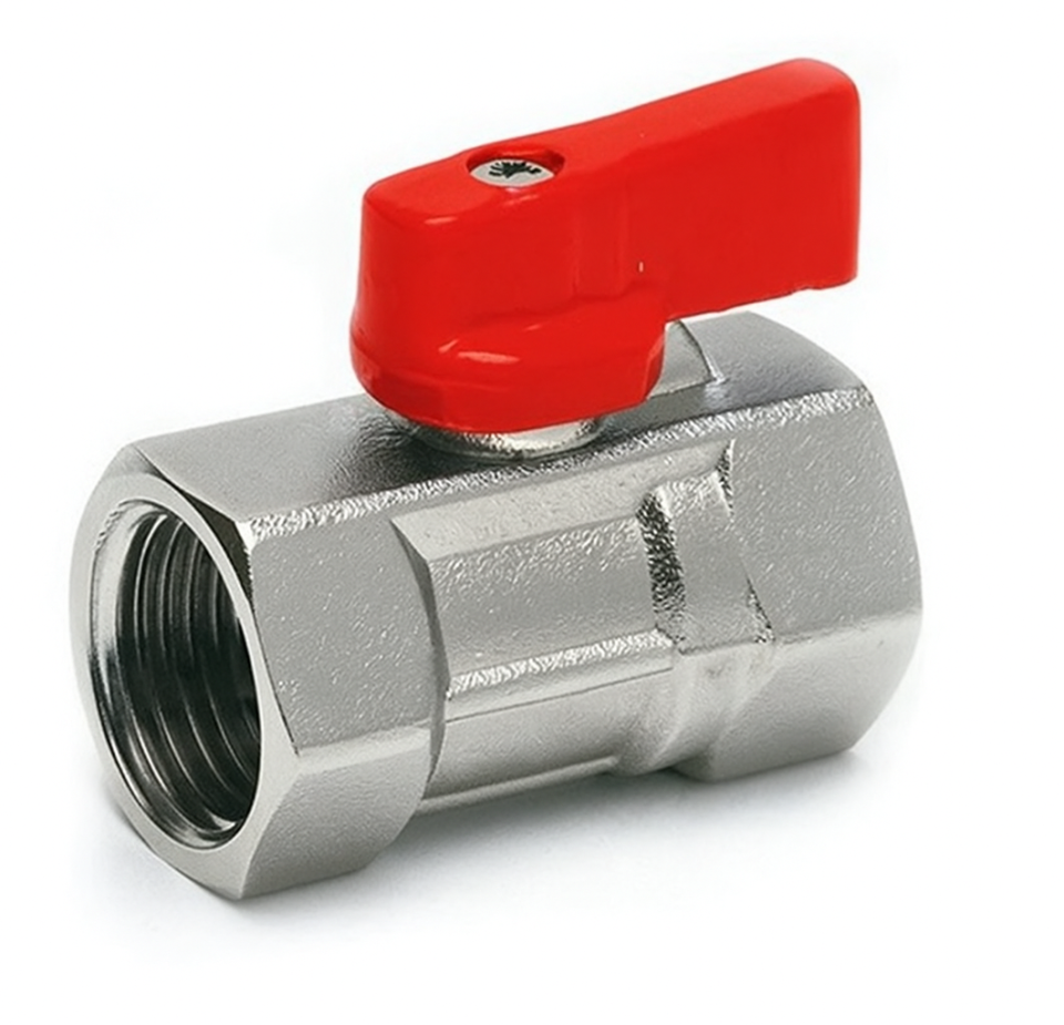 KONSAN Red Handle Mini Ball Valve Female x Female 1/4