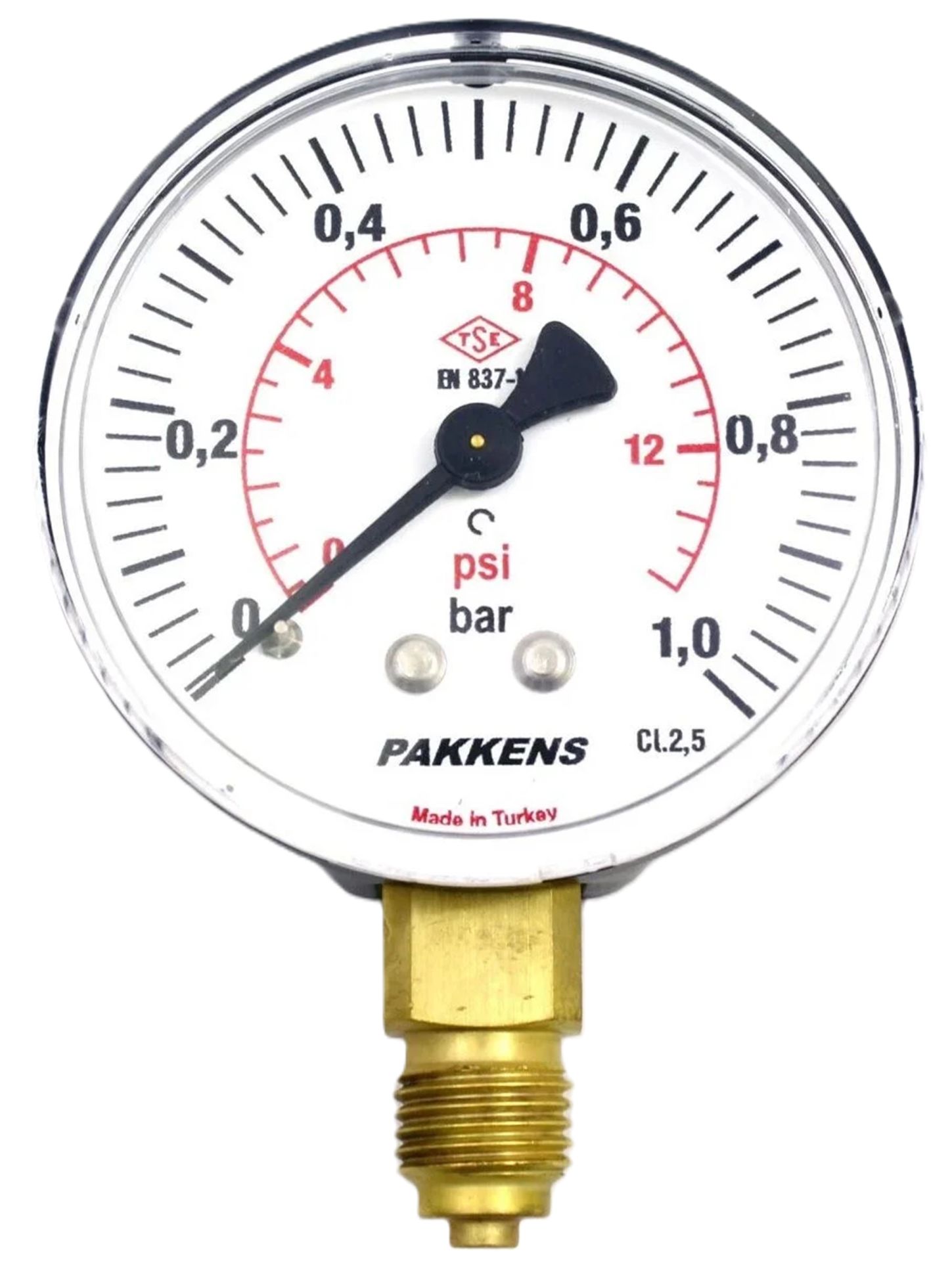Pakkens Alt Bağlantılı Kuru Tip Manometre R 1/4'' 1,6 Bar 63 mm
