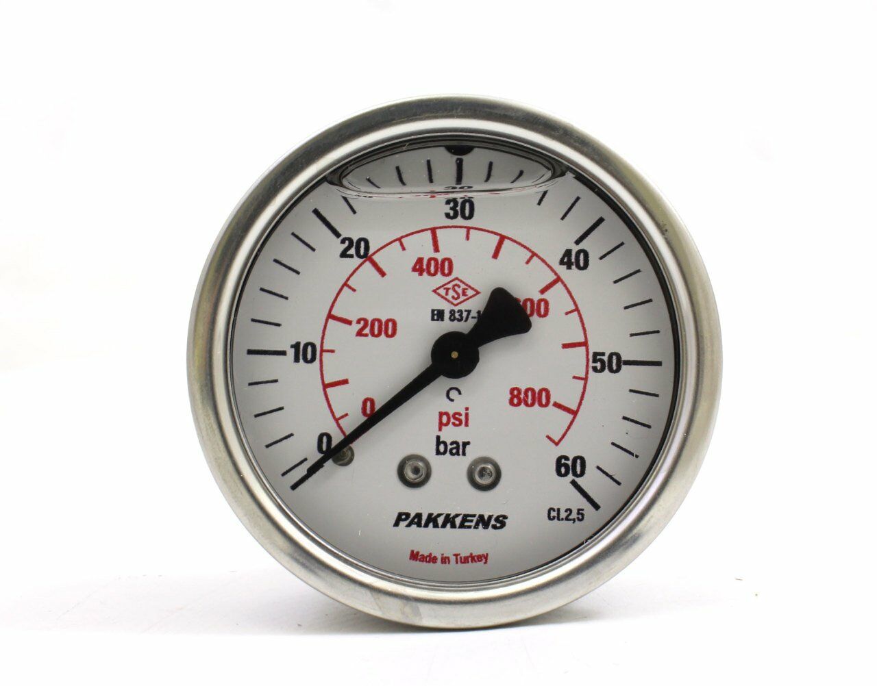 PAKKENS Glycerine Filled Manometer Back Mount Panel Type Ø63 mm 60 Bar 1/4''