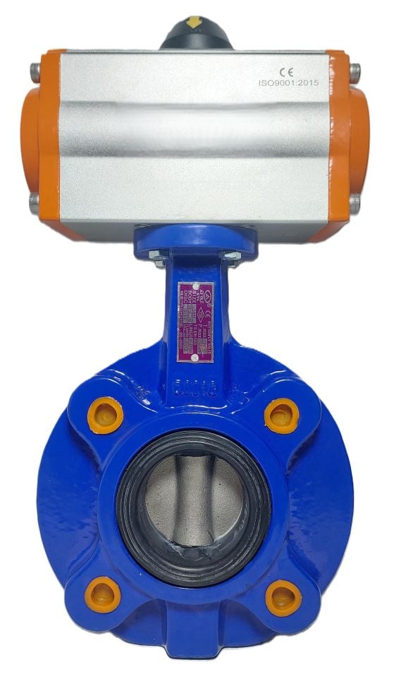 Tek Etkili Pnömatik Aktüatörlü Ayvaz KV-4 Kelebek Vana DN100 PN16