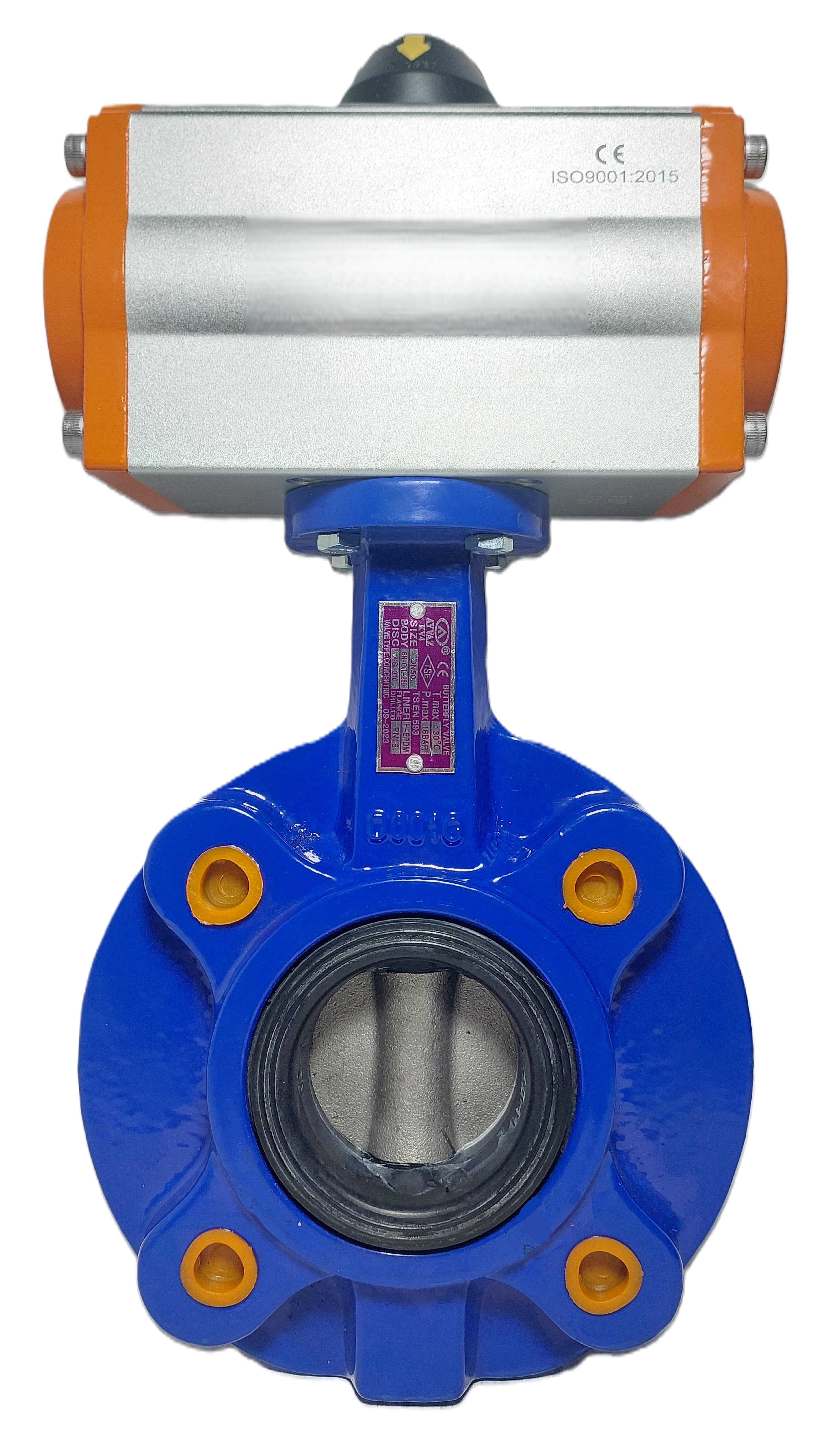 Ayvaz KV-4 Butterfly Valve with Single Acting Pneumatic Actuator DN200 PN16