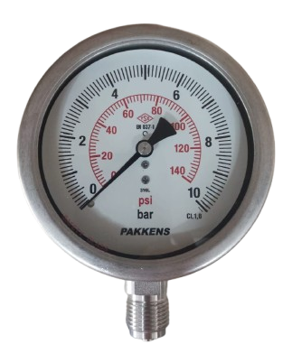 Pakkens Alt Bağlantılı Kuru Tip Manometre Ø100 mm 10 Bar 1/2''