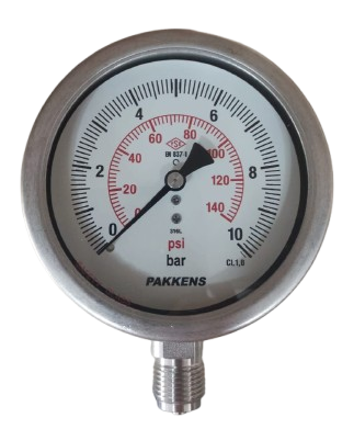 Pakkens Alt Bağlantılı Kuru Tip Manometre Ø100 mm 10 Bar 1/2''