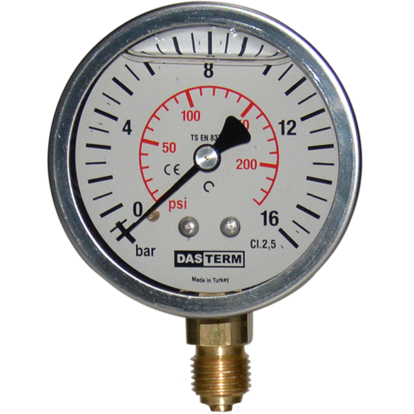DASTERM Gliserinli Alttan Çıkışlı Manometre Ø100 16 Bar 1/2'' Kl 2,5