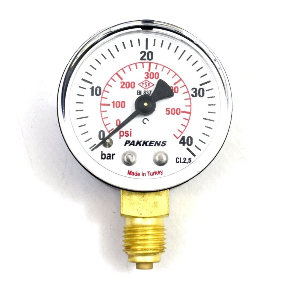 Pakkens Alt Bağlantılı Manometre Ø50 mm 40 Bar
