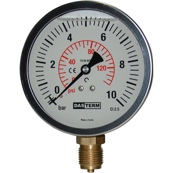 Dasterm Glycerin Bottom Output Манометър Ø100 10 Bar Kl2,5