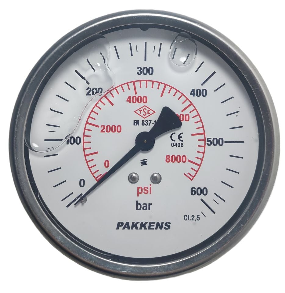 Pakkens Глицеринов манометър Ø100 mm 600 Bar 1/2''
