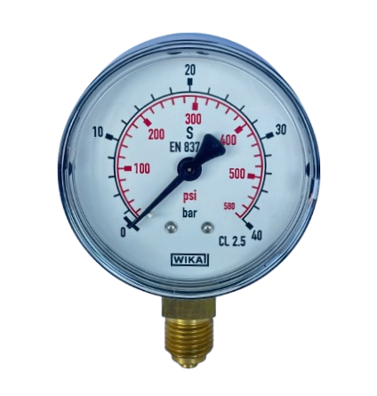 WIKA 111.10.063 Alt Bağlantılı Manometre Ø63mm 40 Bar CL 2,5