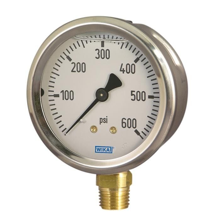 WIKA 213.53.063 Глицеринов манометър с долна връзка Ø63mm 600 Bar CL 2.5