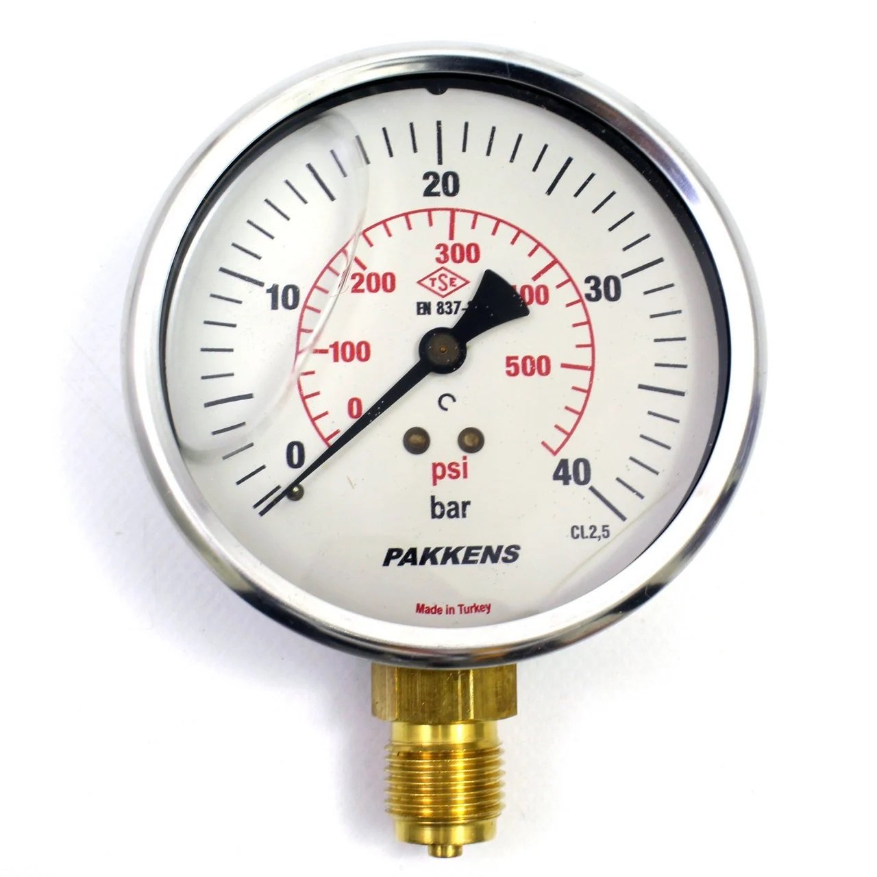 Pakkens Manometre Alt Bağlantılı Gliserinli Ø50 mm 40 Bar  1/4''