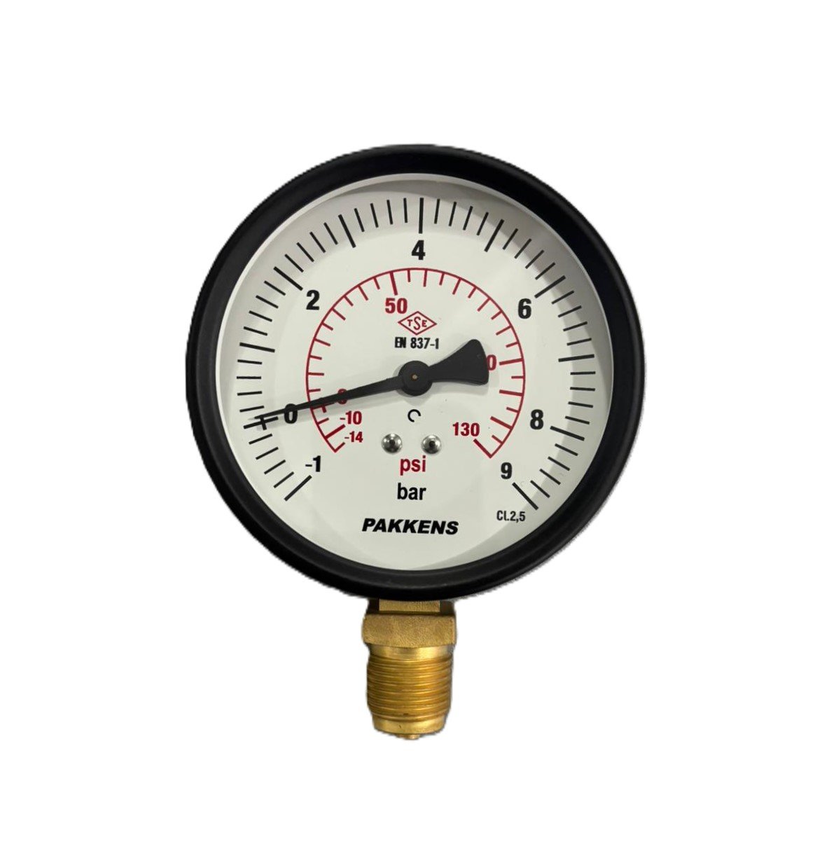 PAKKENS Alt Bağlantılı Manovakummetre Ø100 mm -1/+9 Bar 1/2''