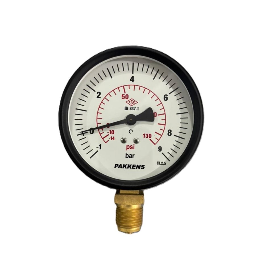 Pakkens Alt Bağlantılı Manovakummetre Ø100 mm -1/+9 Bar 1/2''