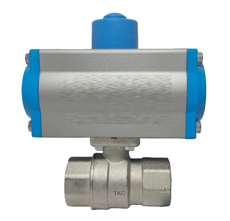 Неръждаем сферичен кран 3/4'' с двойно действащ пневматичен актуатор
