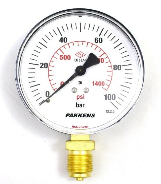 Pakkens Alt Bağlantılı Manometre Plastik Gövde Ø63 mm 100 Bar 1/4''