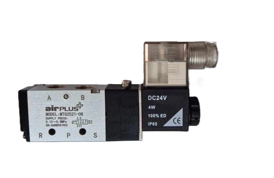 Air Plus+ Pnömatik Tek Bobin Valf  1/4'' -5/2 MTG 2521-08 24VDC