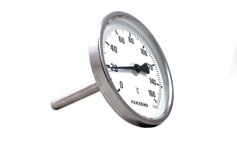PAKKENS Arka Bağlantılı Bi-Metal Termometre Ø100mm 160°C 40cm
