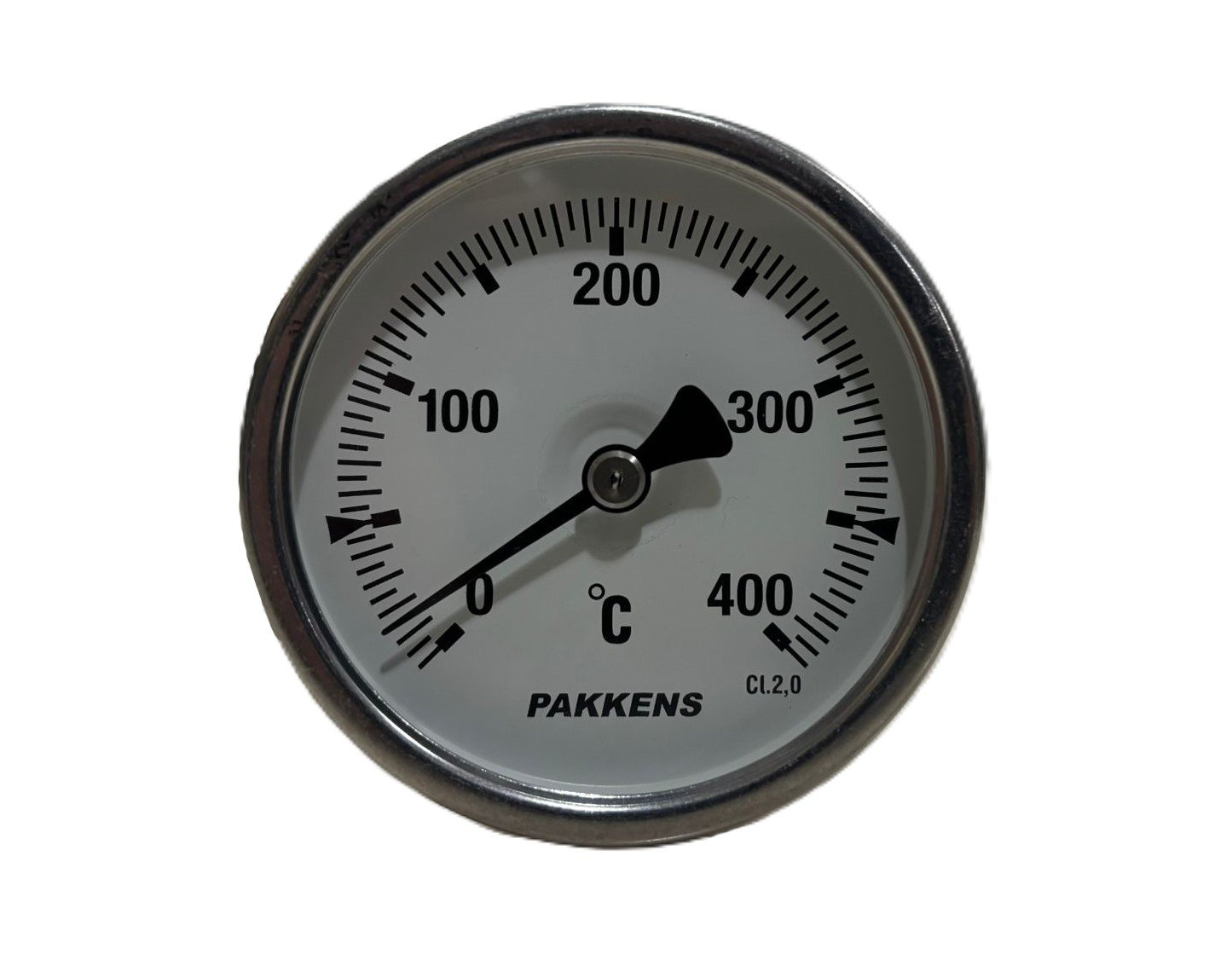 PAKKENS Back Connection Bimetal Thermometer Ø63mm 400°C 30cm CL 2.0