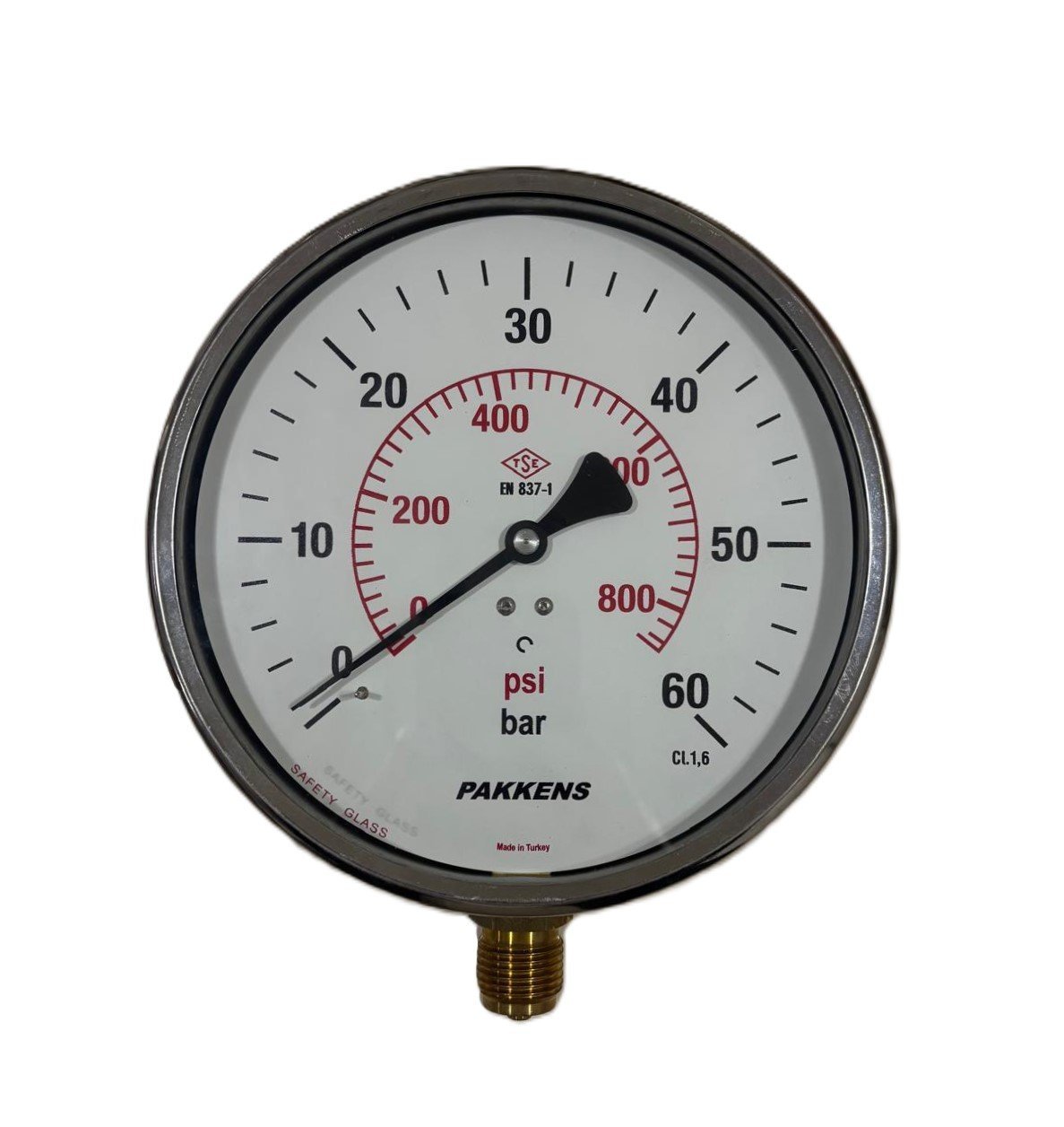 Pakkens Alt Bağlantılı Manometre Ø160mm 60 Bar CL 1,6