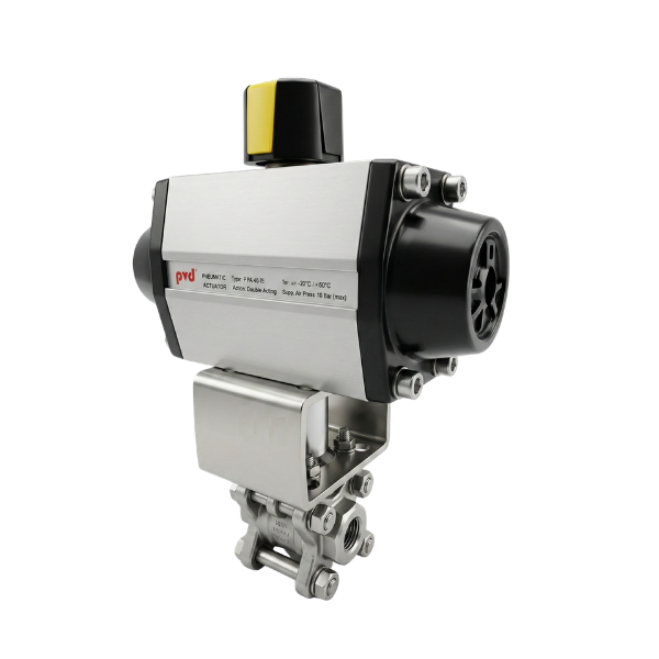 Pnömatik Aktüatörlü 3 Parçalı Paslanmaz Küresel Vana PN63 1/4''