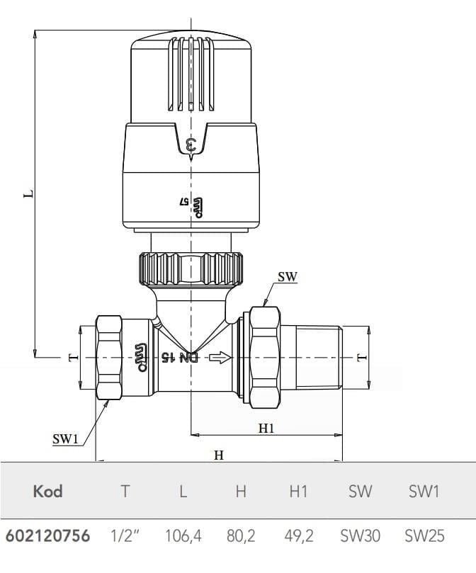 ECA TRV4 Термостатичен вентил 1/2'' 602120756