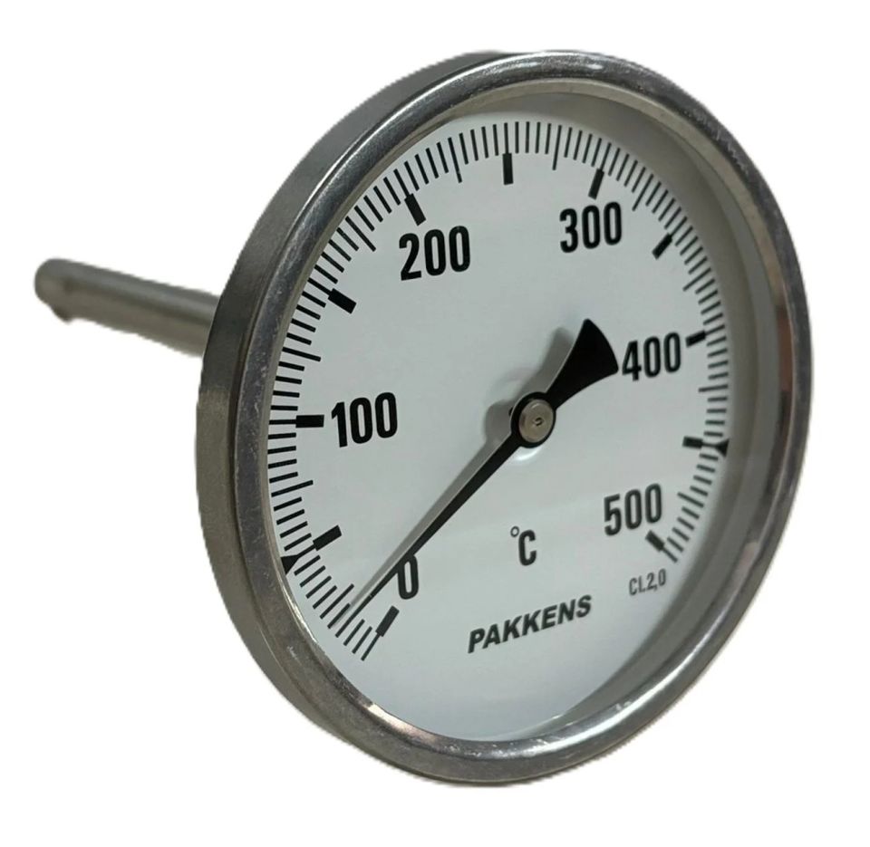Pakkens Arka Bağlantılı Termometre Ø100mm 500°C 1/2'' 20cm