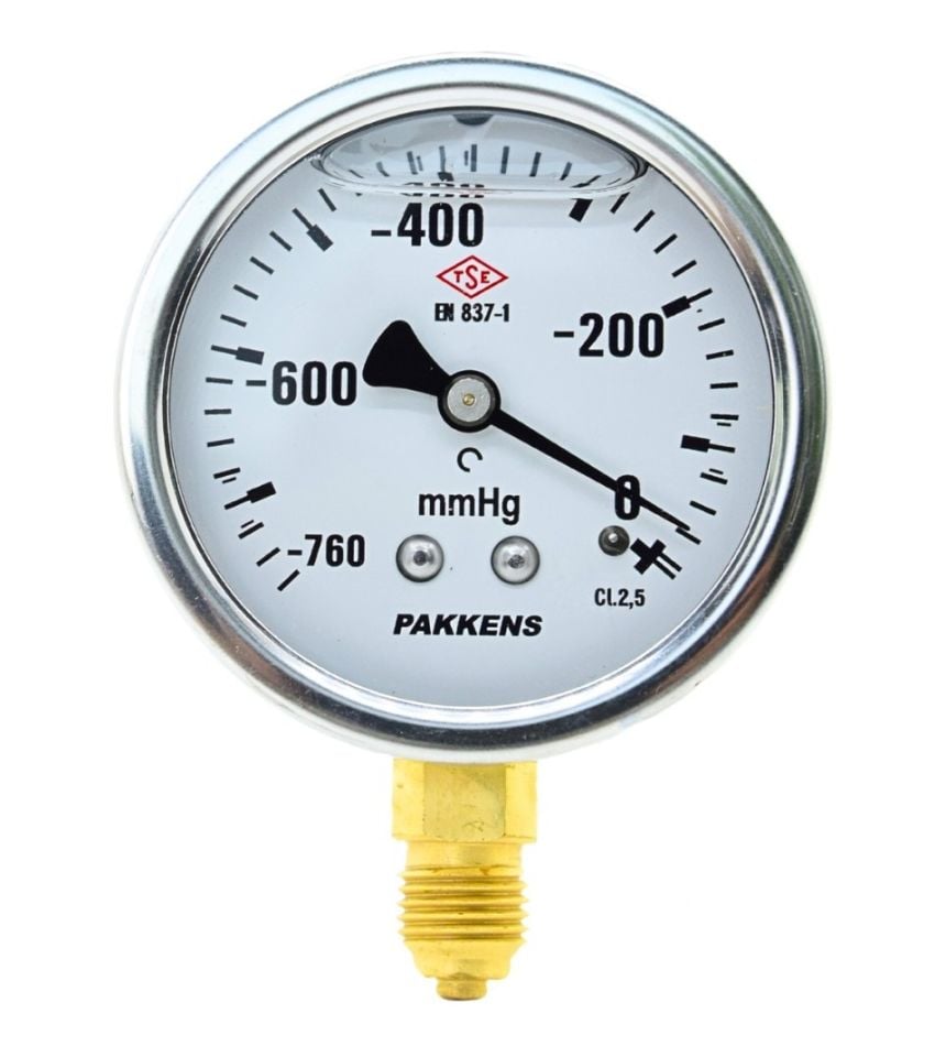 Pakkens Долна връзка Тип глицерин Манова пясъчен метър Ø100 mm 0/-760 mmHg 1/4''﻿