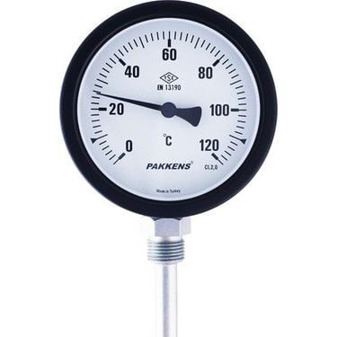 Pakkens Alt Bağlantılı Termometre Ø160mm 120°C 10cm 1/2'' CL2,0