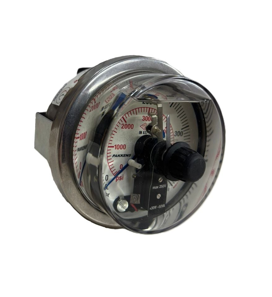 Pakkens Pano Tipi Kontaklı Gliserinli Manometre 400 Bar