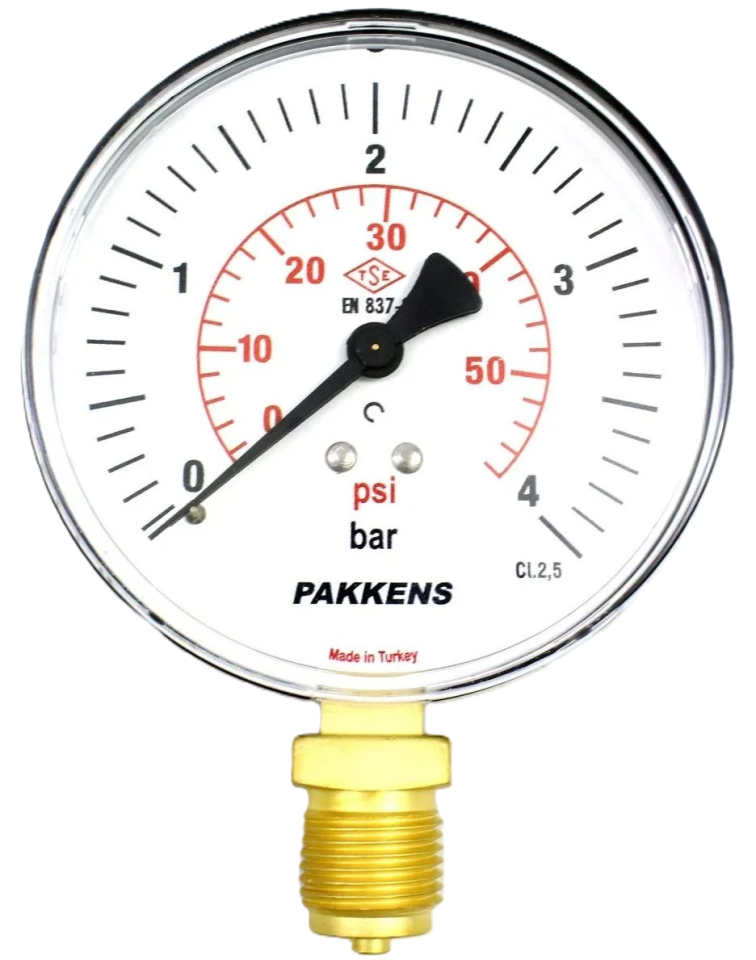 Pakkens Alt Bağlantılı Manometre Plastik Gövde Ø63 mm 4 Bar 1/4''