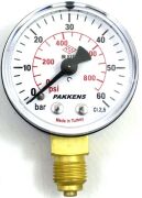 Pakkens Манометър със долна свързаност Ø40 мм 0-60 Bar 1/8