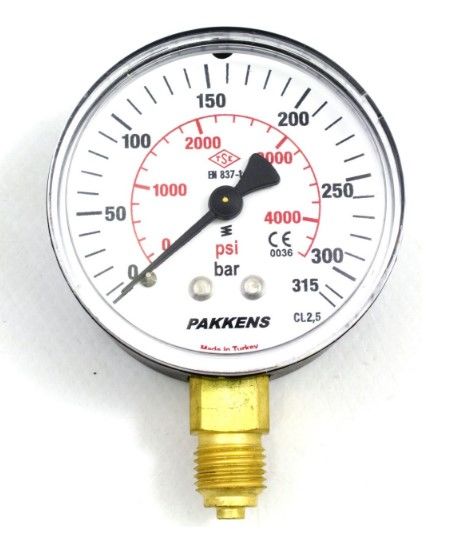 Pakkens Bottom Connection Pressure Gauge Ø40 mm 315 Bar 1/8